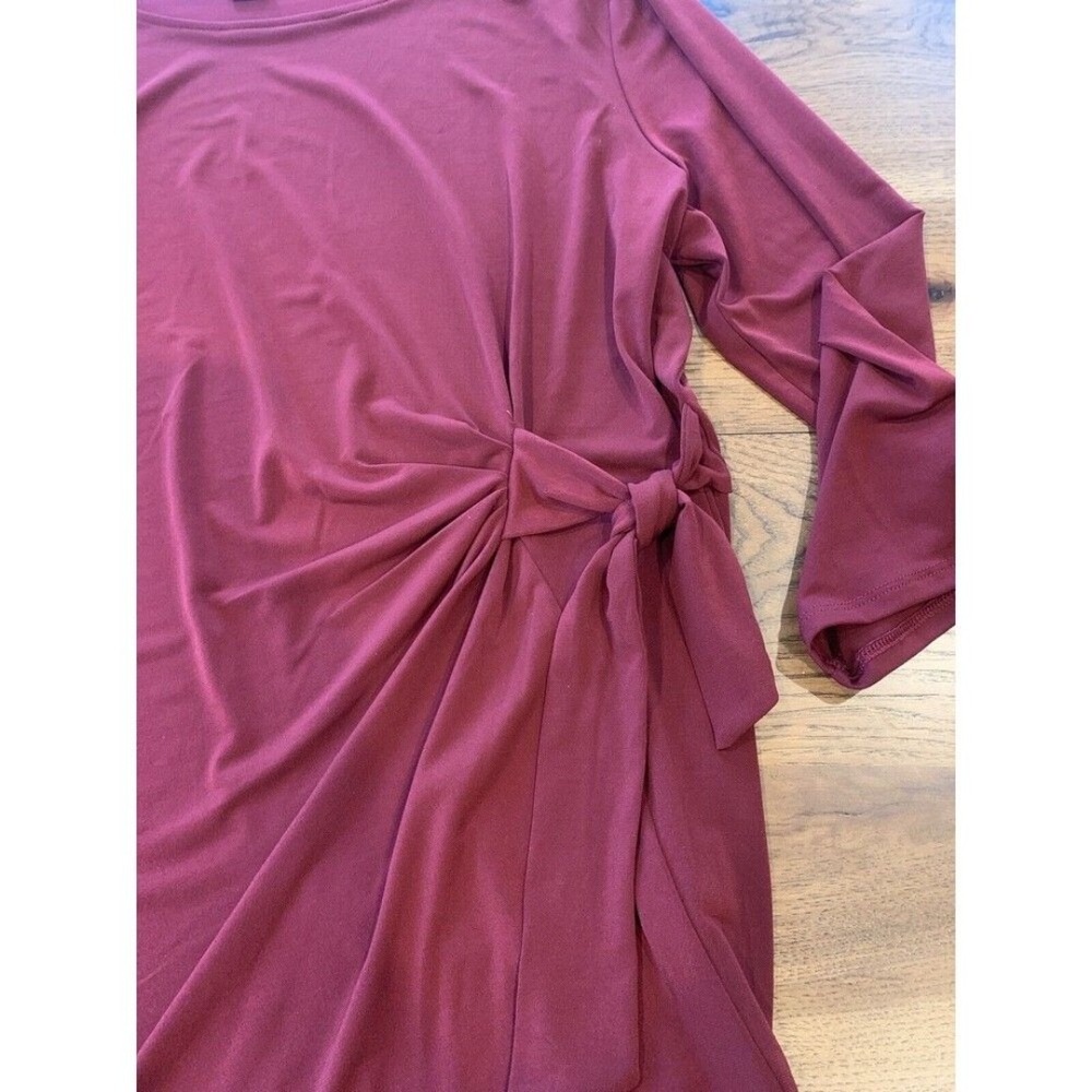 Liz Claiborne XL Burgundy Scoop Neck Cinch At Waist Tunic Top - Picture 2 of 12